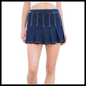 Brandy Melville John Galt Dark Wash Pleated Mini Skort